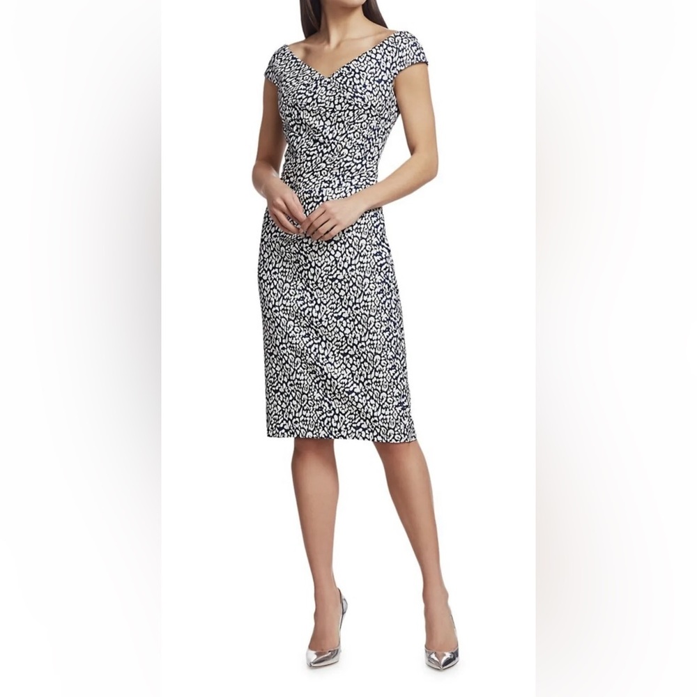 Rickie Freeman for Teri Jon Cheetah Print Off The Shoulder Formal Dress